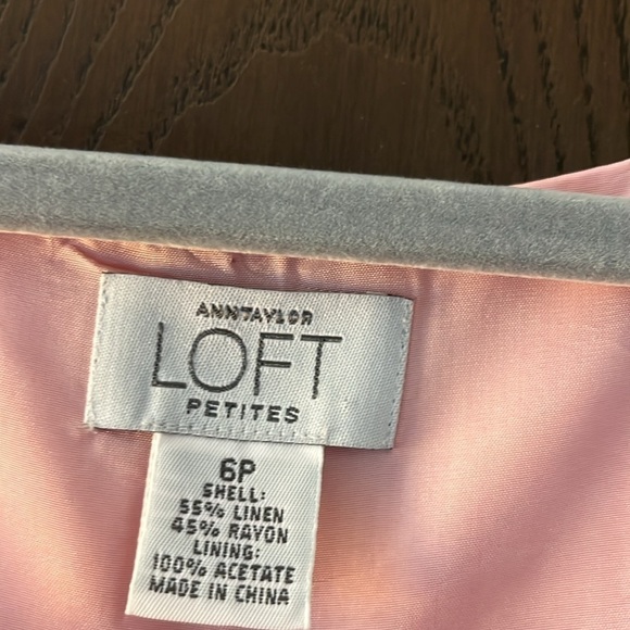 Loft petite linen blend sleeveless, midi dress. White and pink striped. S 6P - Picture 2 of 8